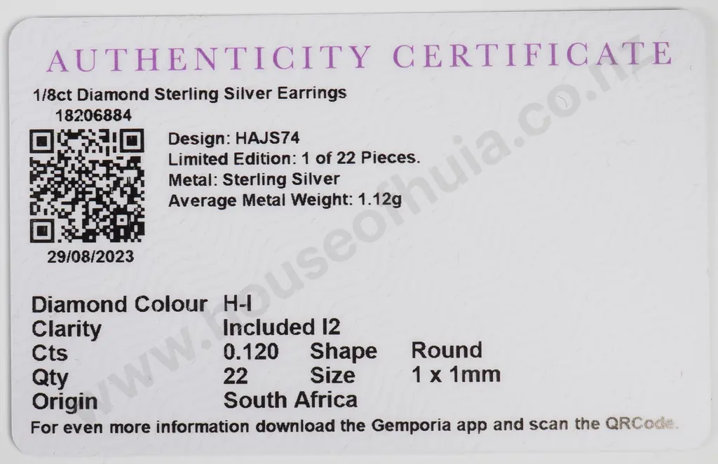 Sterling Silver Diamond Earrings w Authenticity Card Image 1++