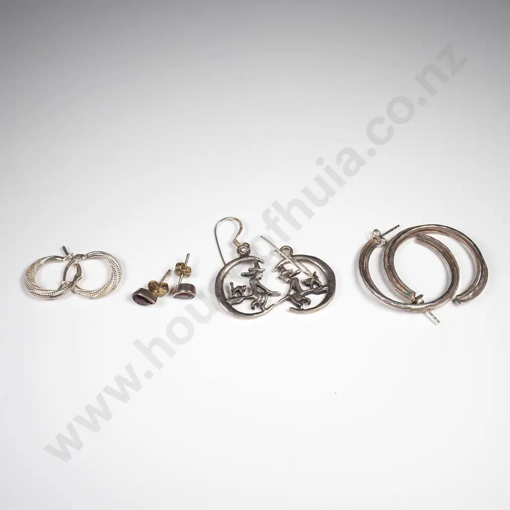 Four Pairs of Sterling Silver Earrings Image 1++