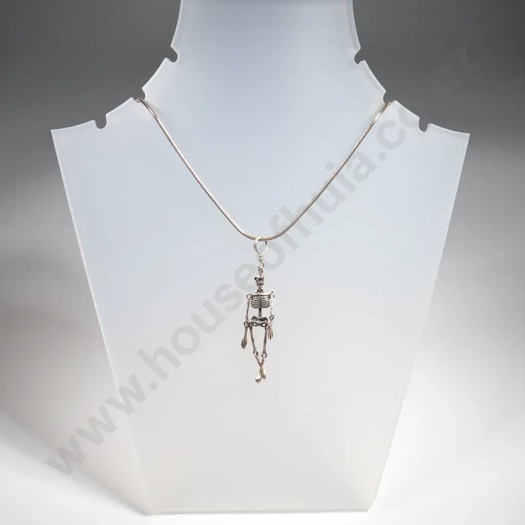 Sterling Silver Skeleton Pendant on Sterling Silver Chain Image 1++