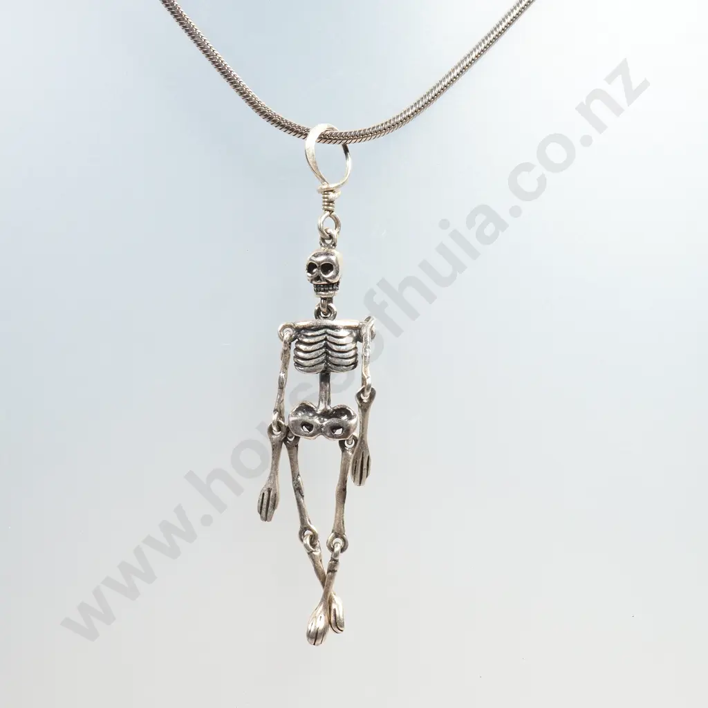 Sterling Silver Skeleton Pendant on Sterling Silver Chain Image 1++