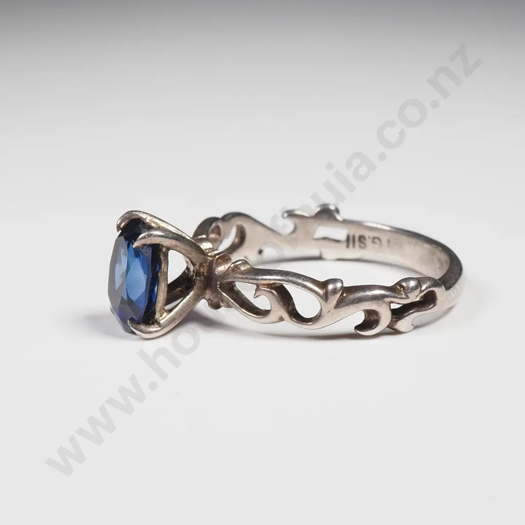 Sterling Silver Blue Stone Ring Image 1++