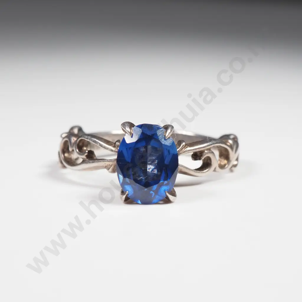 Sterling Silver Blue Stone Ring Image 1++