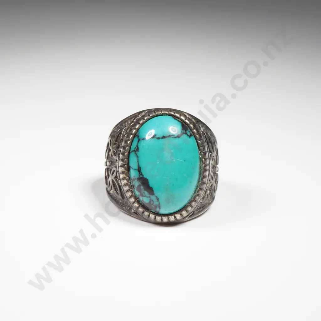 German Silver Turquoise Ring Image 1++