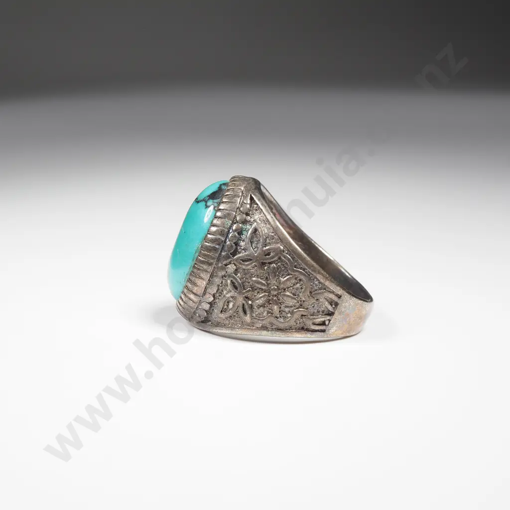 German Silver Turquoise Ring Image 1++