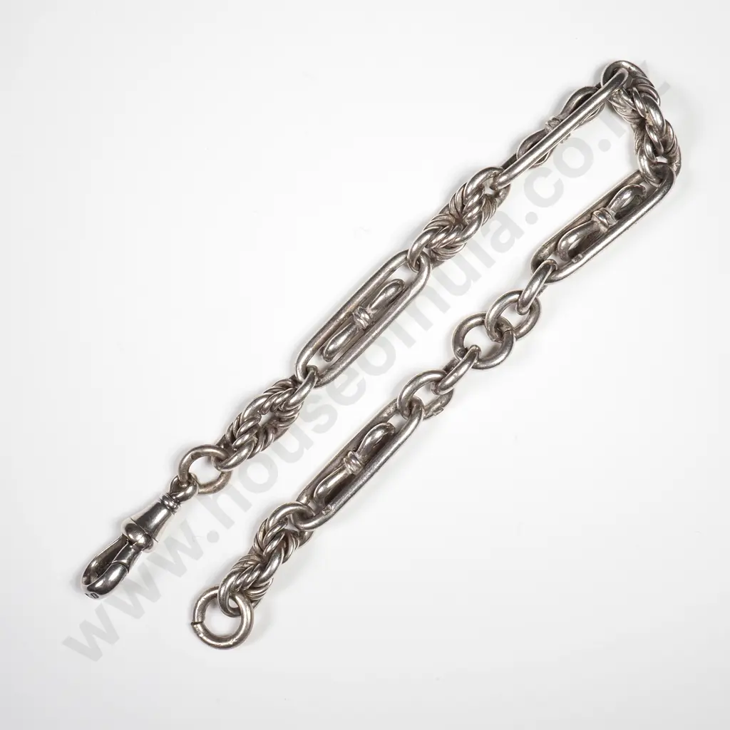 Antique Sterling Silver Fancy Link Fob Bracelet Image 1++