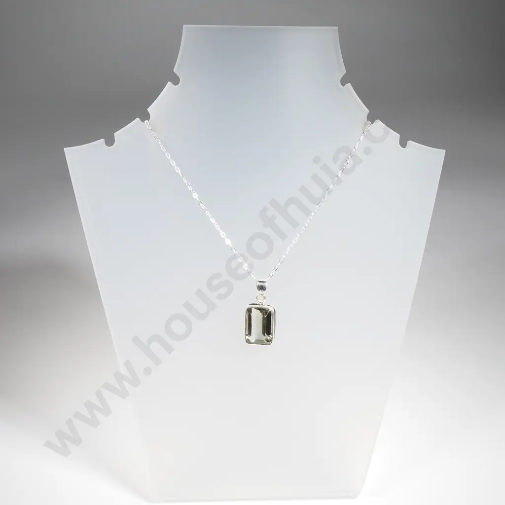 Sterling Silver Green Amethyst Pendant & Sterling Silver Chain Image 1++