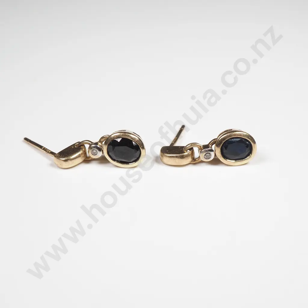 9ct Gold Sapphire Earrings Image 1++