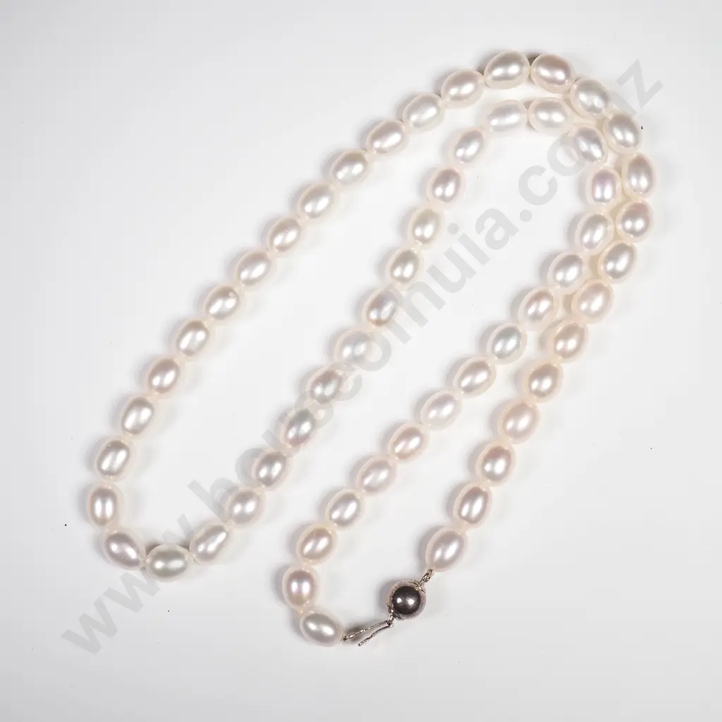 Pearl Necklace w Sterling Silver Clasp Image 1++