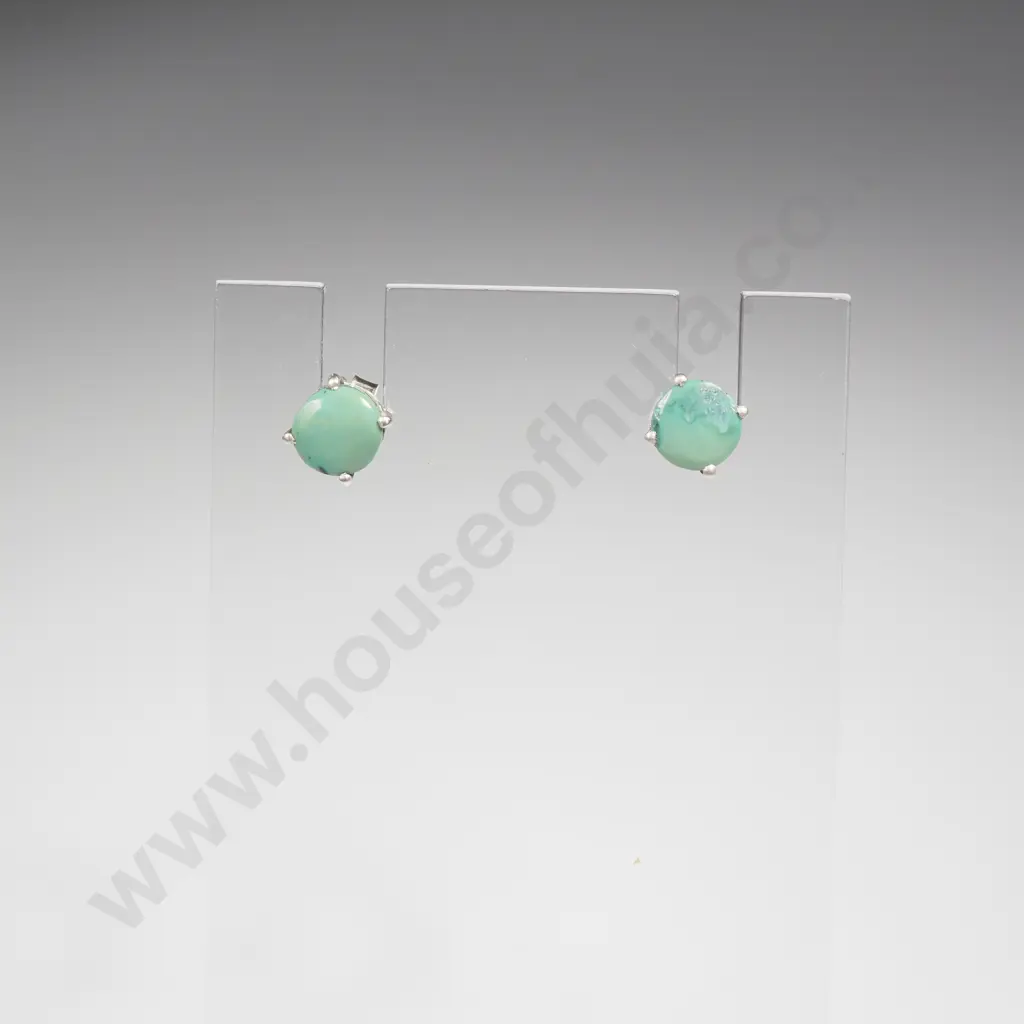 Pair of Sterling Silver Turquoise Stud Earrings Image 1++