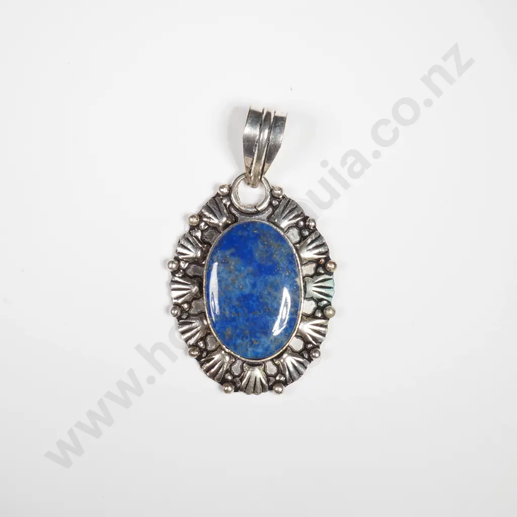 German Silver Lapis Lazuli Pendant Image 1++