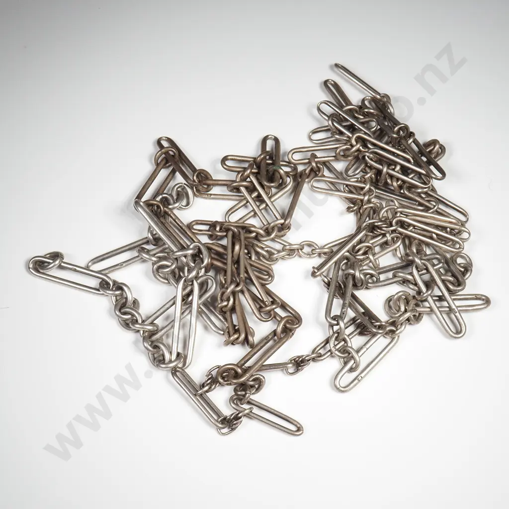 7 X Lengths Of Antique Sterling Silver Cable Link Albert Chain Pieces Image 1++