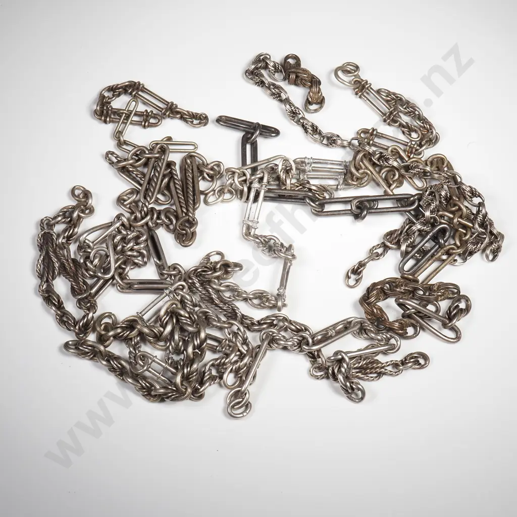 22 X Short Lengths Of Antique Sterling Silver Misc Link Albert Chain Pieces Image 1++