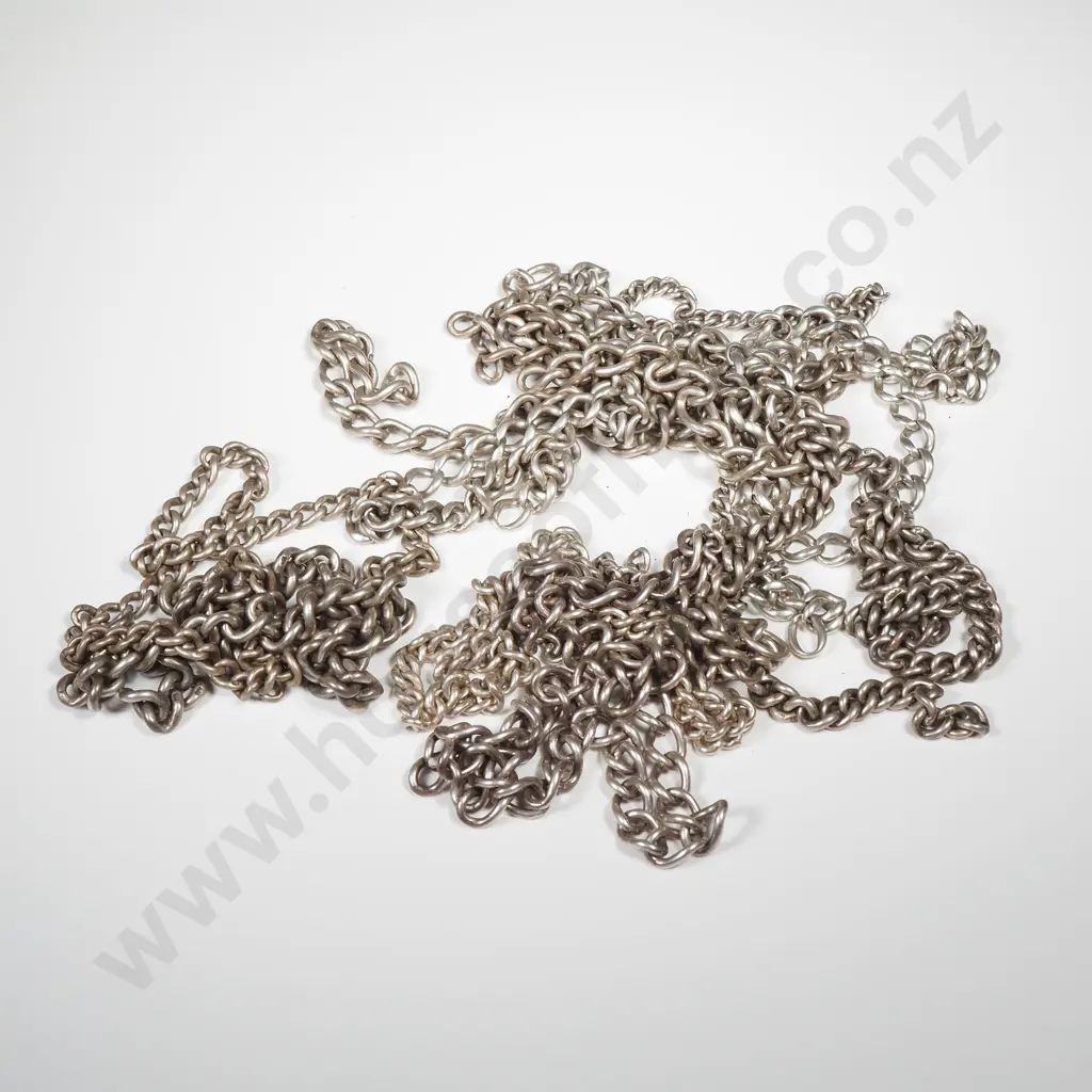 10 X Lengths Of Antique Sterling Silver Curb Link Albert Chain Pieces Image 1++