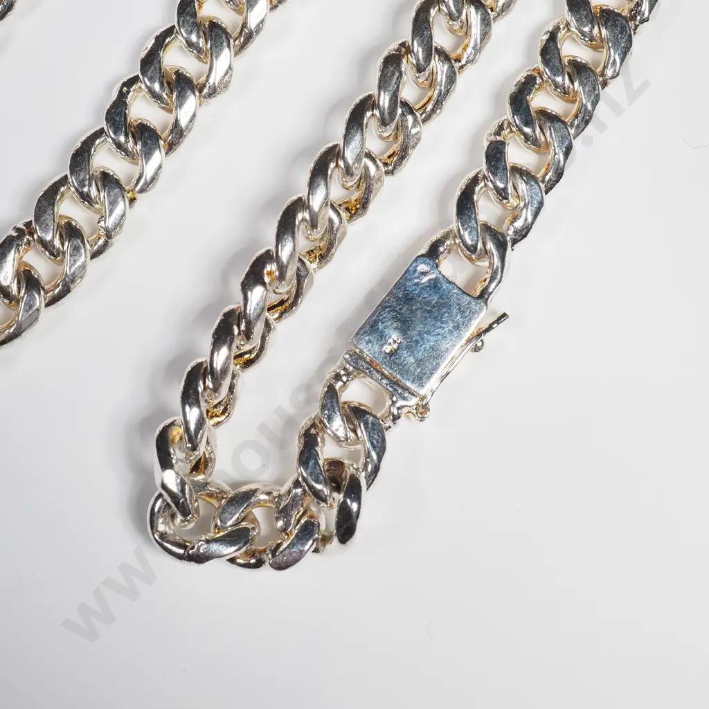 Heavy Sterling Silver Flattened Curb Link Chain Image 1++