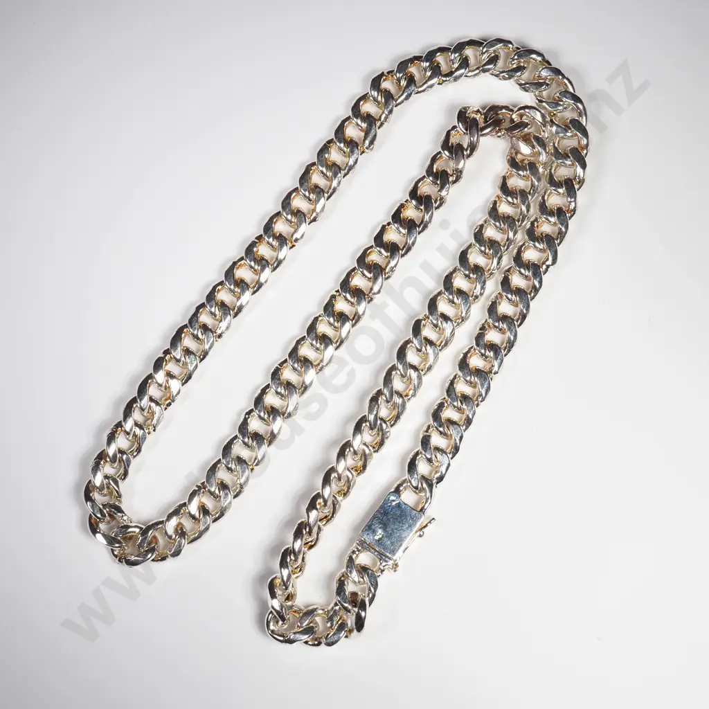 Heavy Sterling Silver Flattened Curb Link Chain Image 1++