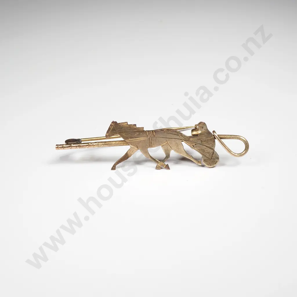 Antique 9ct Gold Harness Racing Brooch Image 1++