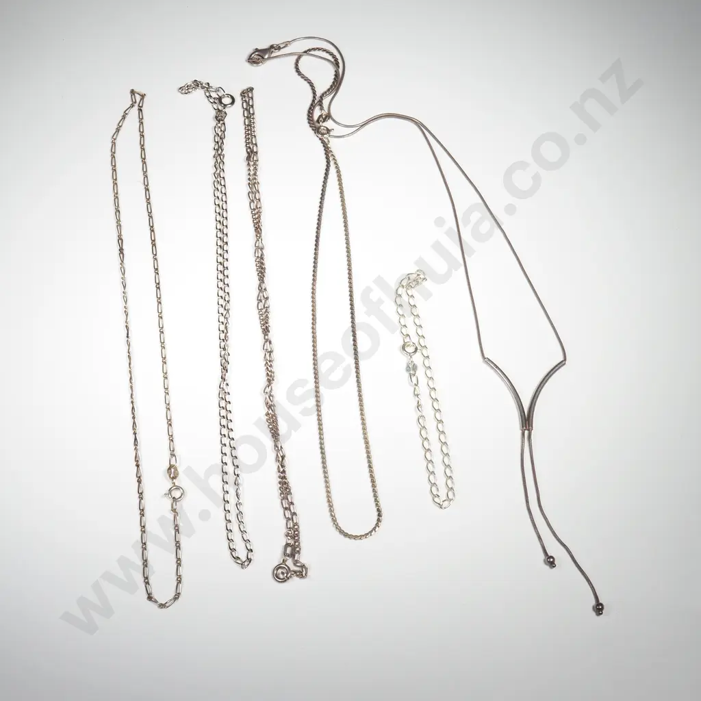 5 X Fine Sterling Silver Chains And One Bracelet Image 1++