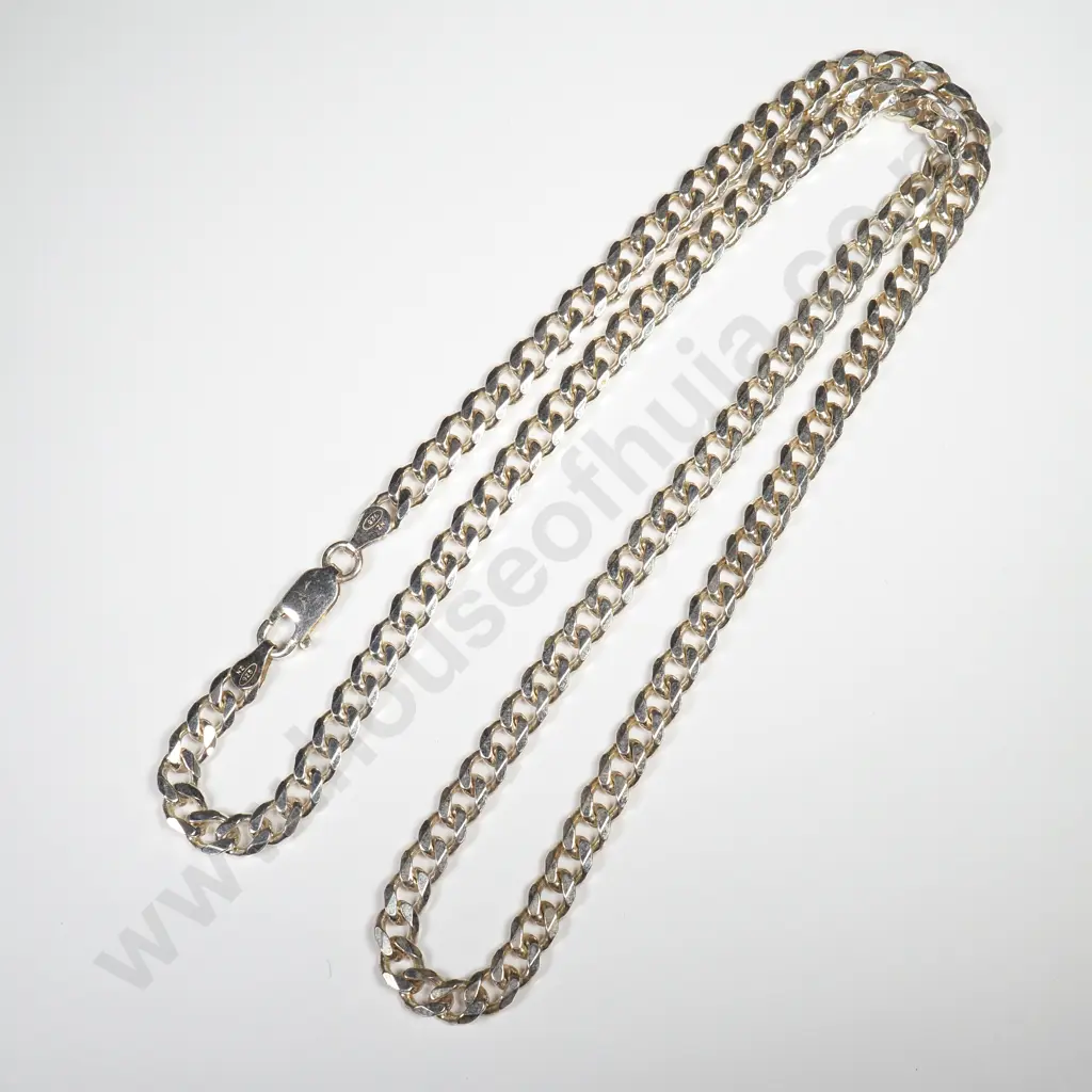 Sterling Silver Flattened Curb Link Chain Image 1++