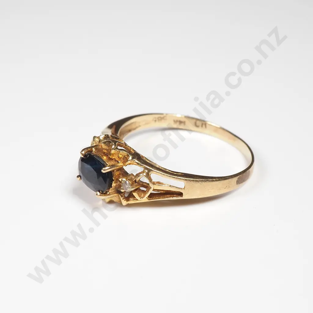 14ct Gold Sapphire And Diamond Ring Image 1++
