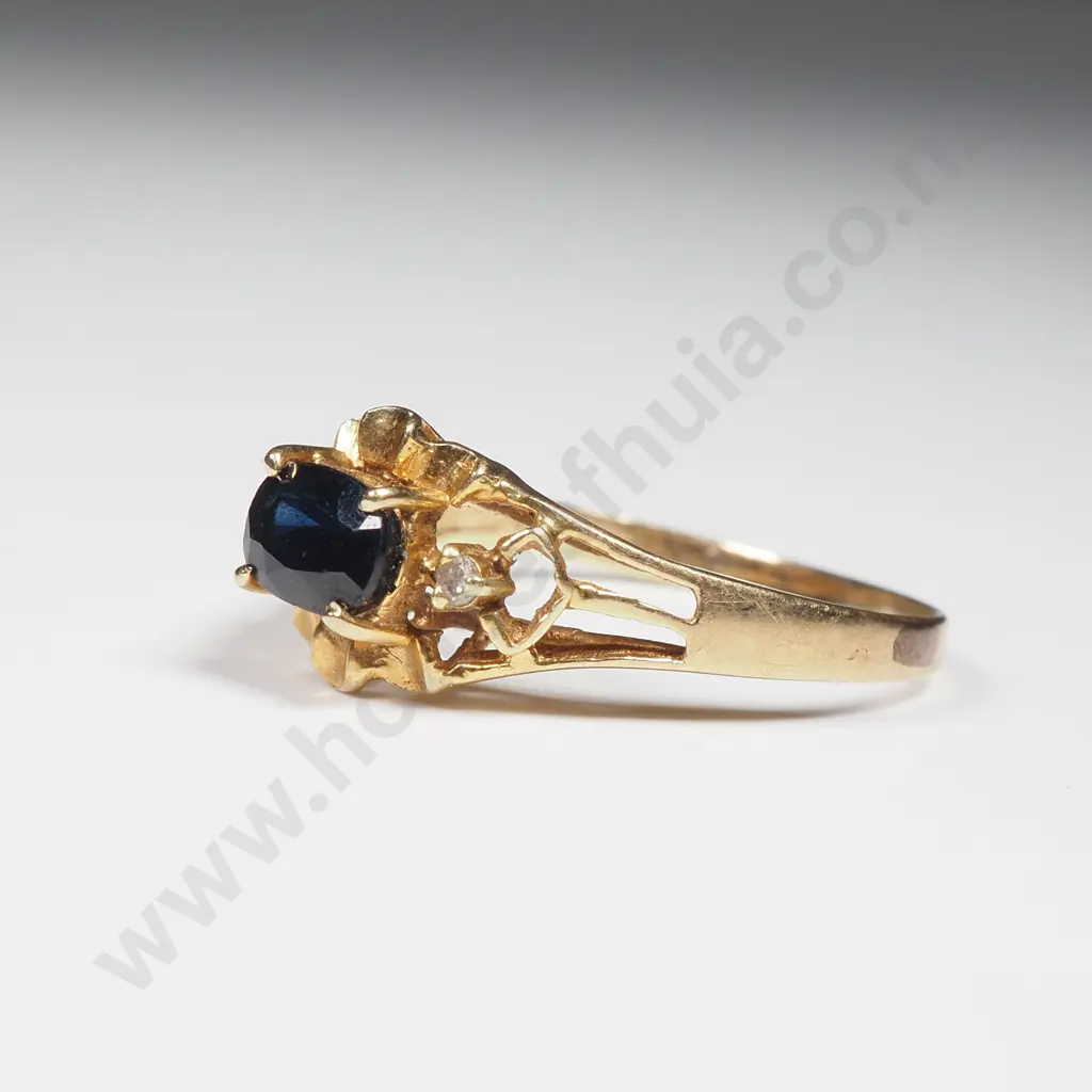14ct Gold Sapphire And Diamond Ring Image 1++