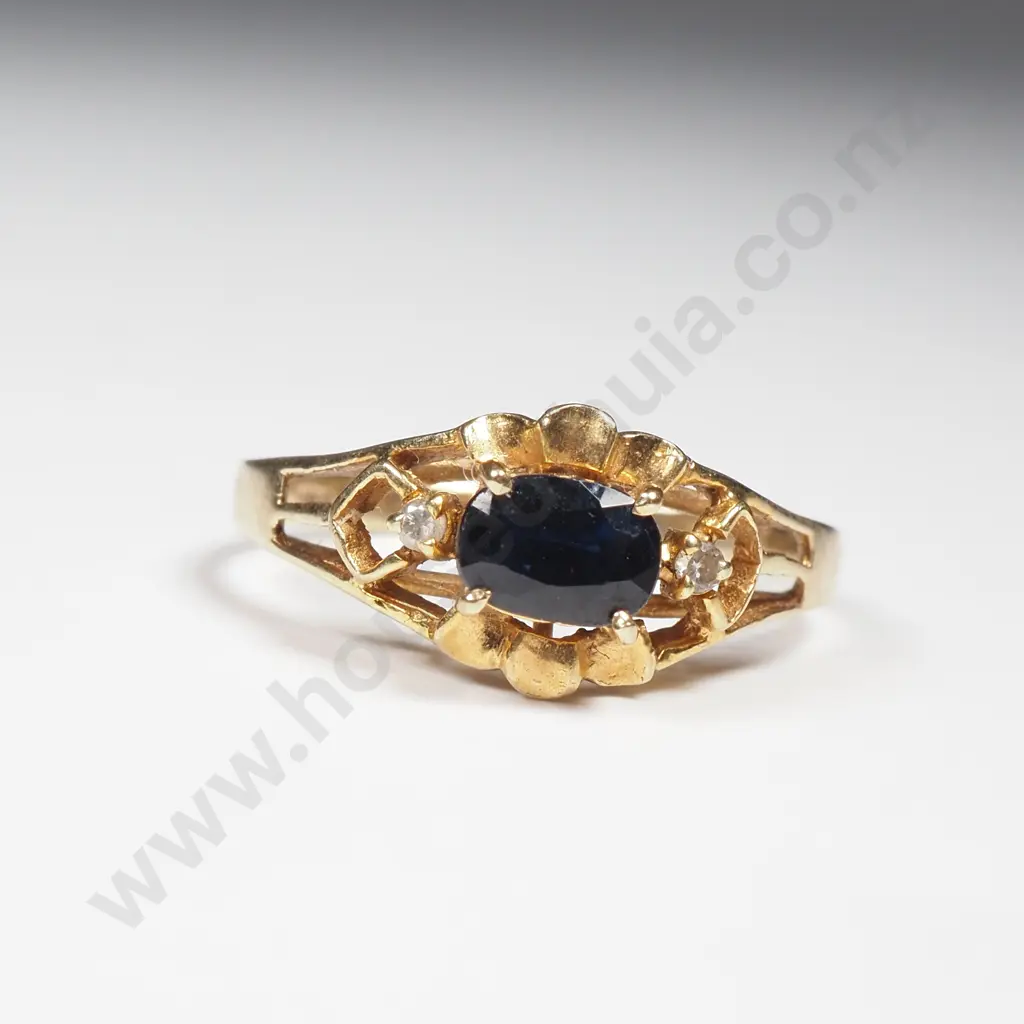14ct Gold Sapphire And Diamond Ring Image 1++