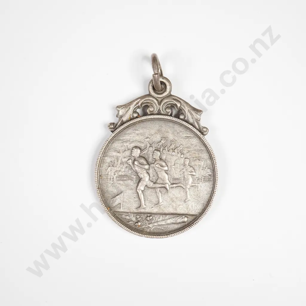 Antique Sterling Silver Athletics Fob Medal, HM Birmingham 1925 Image 1++