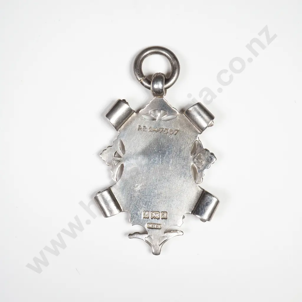 Antique Sterling Silver Fancy Fob Medal, HM Birmingham 1900 Image 1++