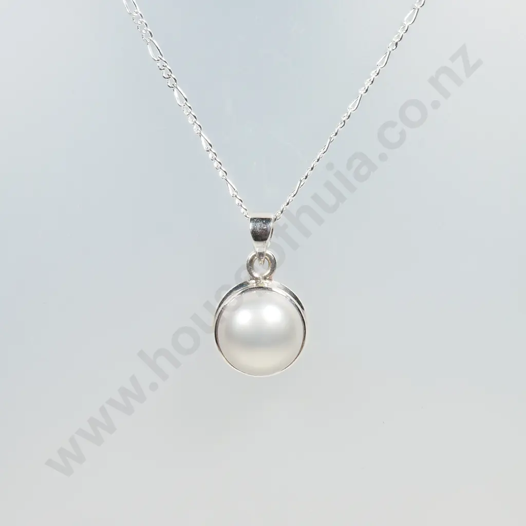 Sterling Silver Gray Pearl Pendant & Sterling Silver Chain Image 1++