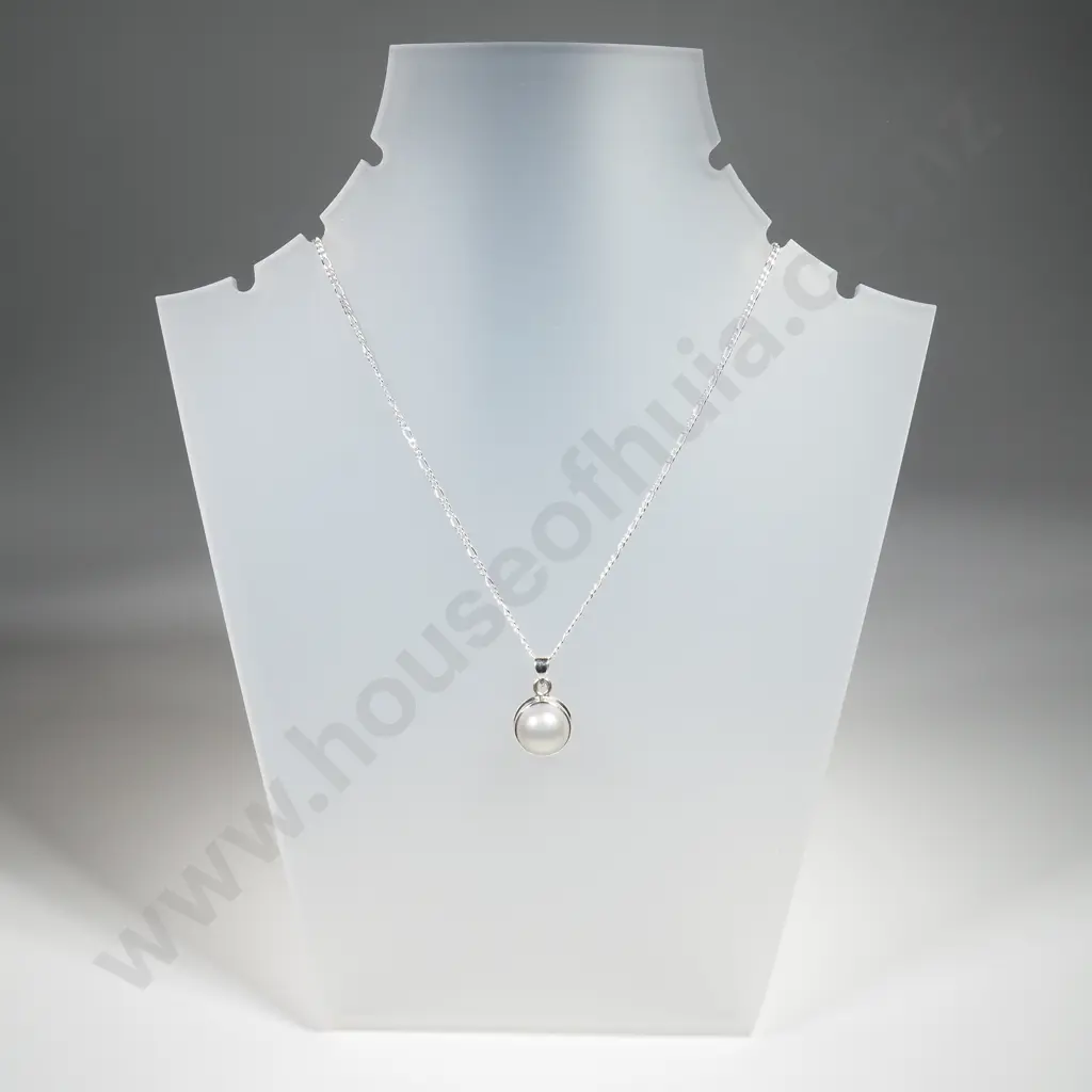 Sterling Silver Gray Pearl Pendant & Sterling Silver Chain Image 1++