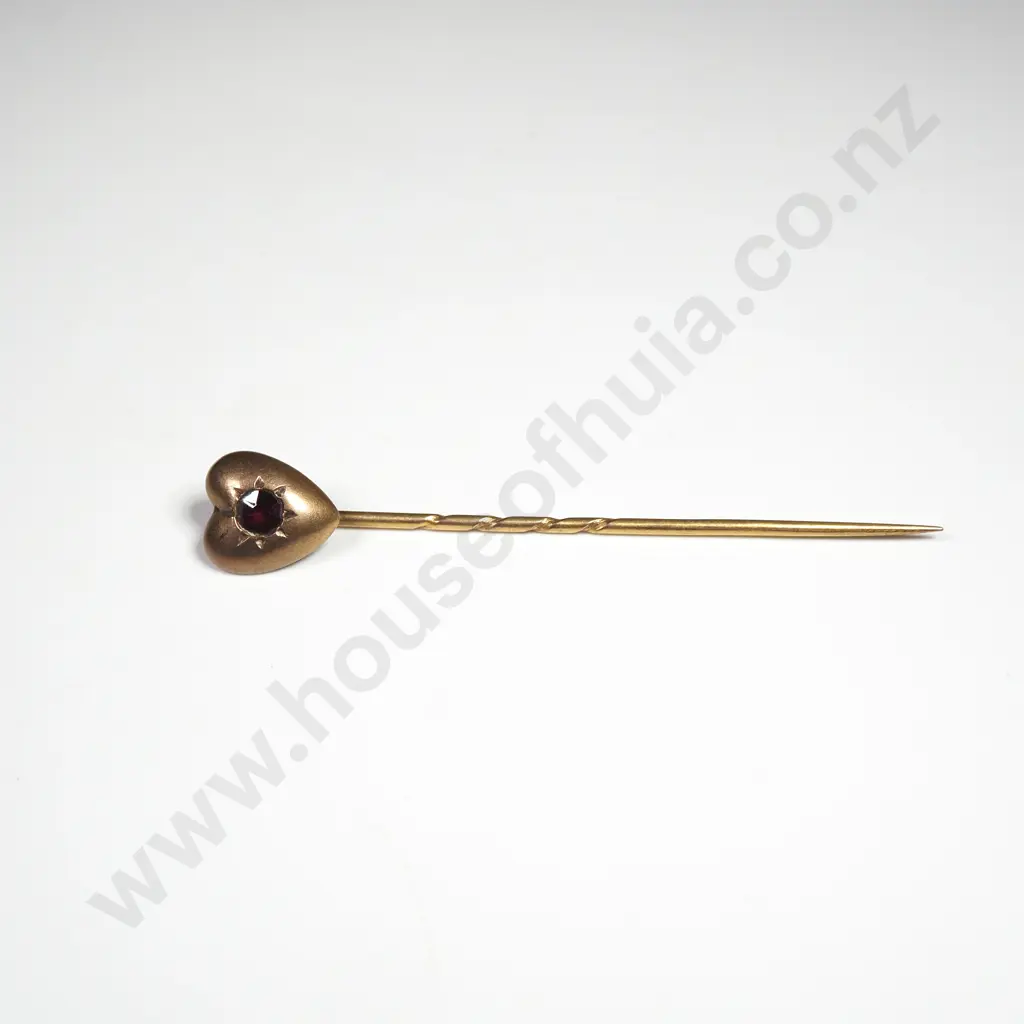 Antique 9ct Gold Heart Stick Pin Image 1++