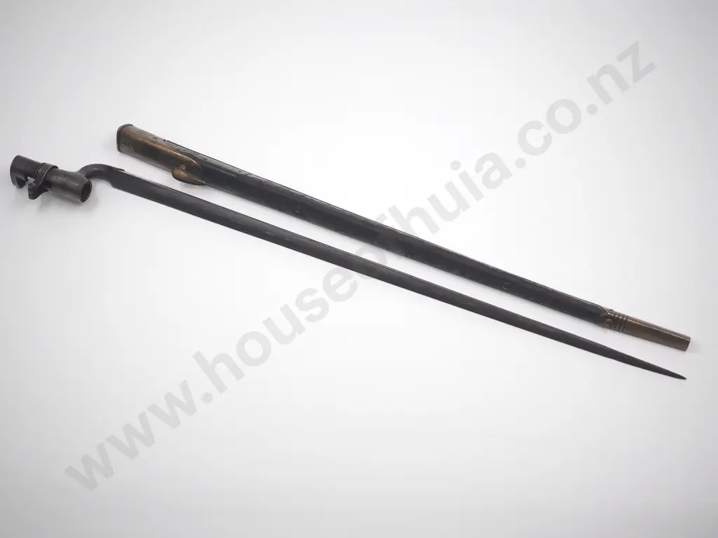 Pattern 1895 Bayonet for the Martini Henry Rifle Converted to .303 in an 1876 Mk 11 Scabbard.  Image 1++
