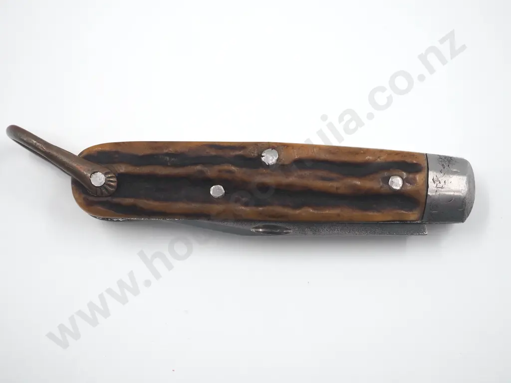 Antique Bone Handled Clasp Knife w Spike Attachment: Naval Interest Image 1++