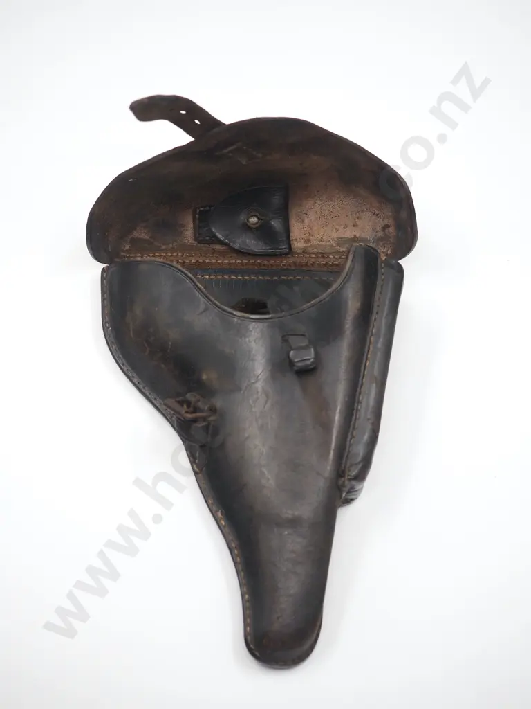 WW2 German 1940 DWLP Hard Shell Leather Holster for PO8 Luger. Image 1++
