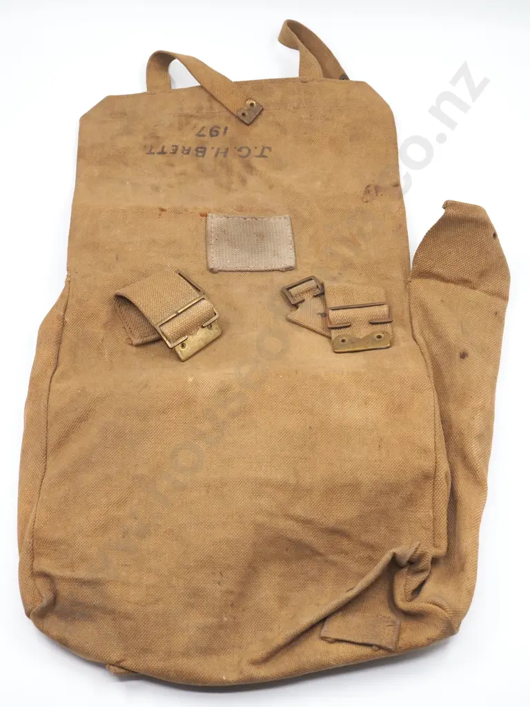 Large 1937 Pattern Pack w Period Repair, Dated 1941,  Named J C H Brett  Image 1++