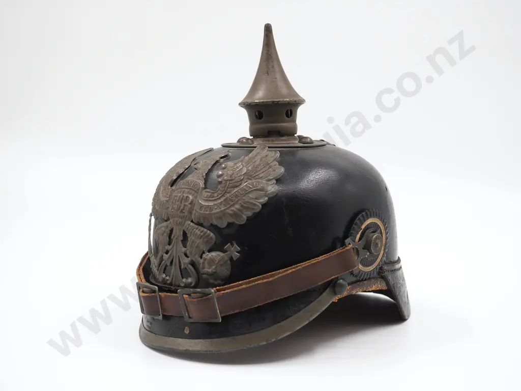 Imperial German Black Leather Infantryman’s Pickelhaube Image 1++
