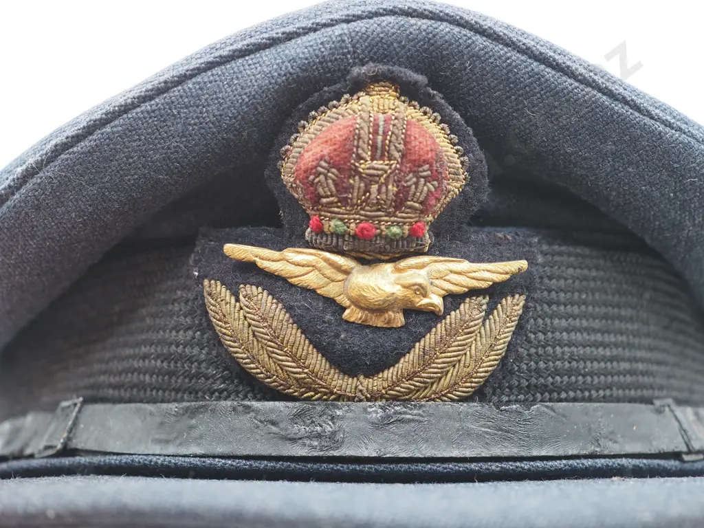 WW2 RNZAF Officers Peaked Cap Initials "CWT" In Inside Liner  Image 1++