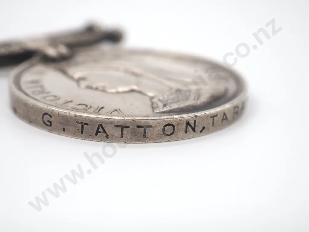 NZ War Medal (Undated) - George Tatton, Taranaki Volunteers Image 1++