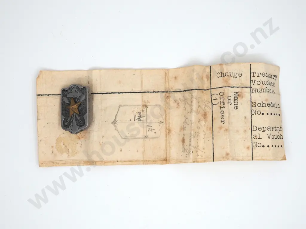 Imperial Japanese Ex-Servicemans Badge w Written Piece of Paper Image 1++