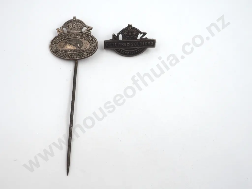 New Zealand Home Guard Sterling Silver Pin & Small RSA Pin 47793 Image 1++
