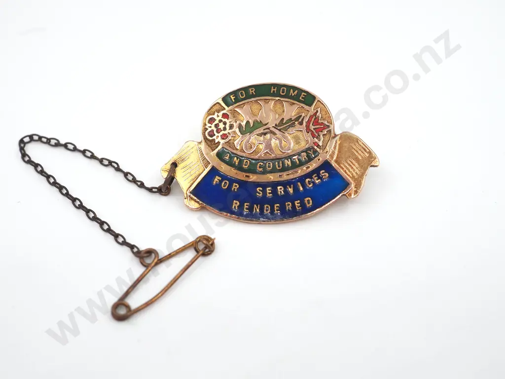 For Home & Country Badge in 9ct Gold Presented to C Chapman. Image 1++