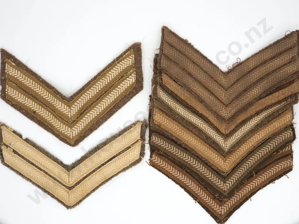 Eight WW2 New Zealand Cloth Rank Titles: Six Sergeant & Two Corporals Image 1++