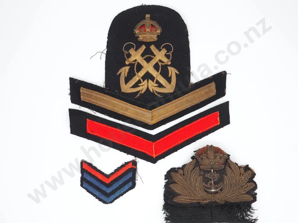 Four Navy Cloth & Bullion Cloth Patches WW1/2 Era Image 1++