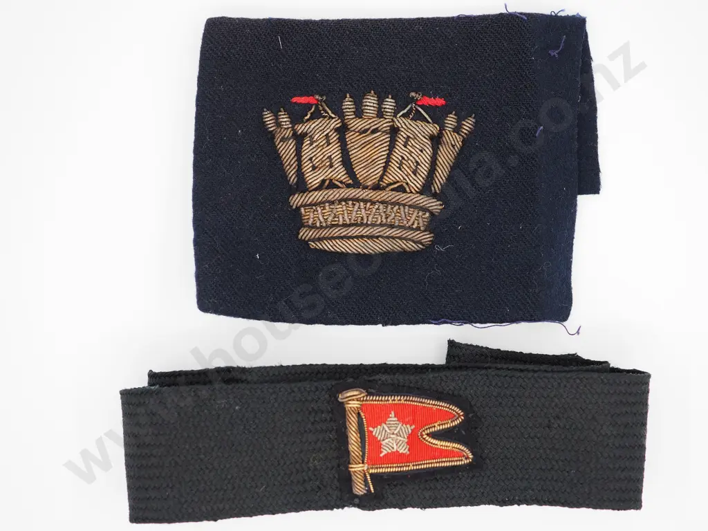Merchant Navy Bullion Cloth Blazer Badge & White Star Line Bullion Patch Cap Band Image 1++