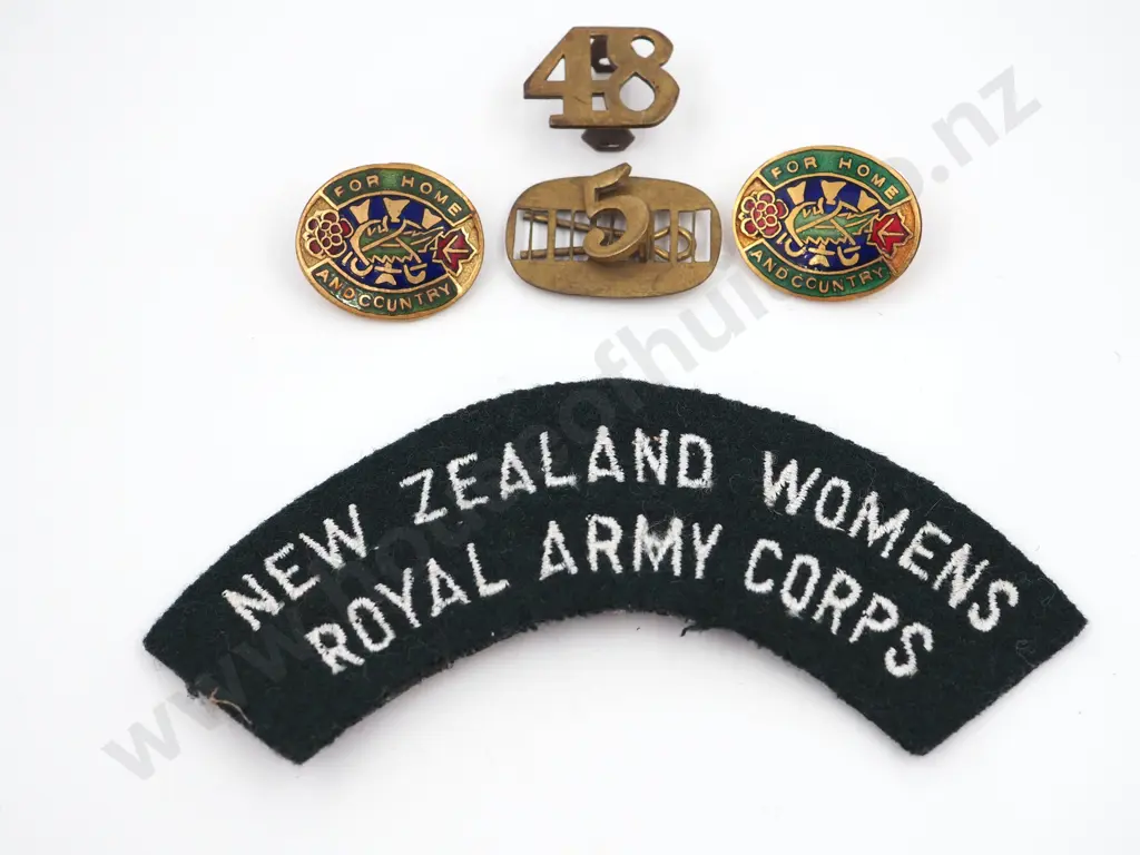 Lot of New Zealand Military Items: Including, Reinforcement Badges, Cloth Patch, & Home Service Pins Image 1++