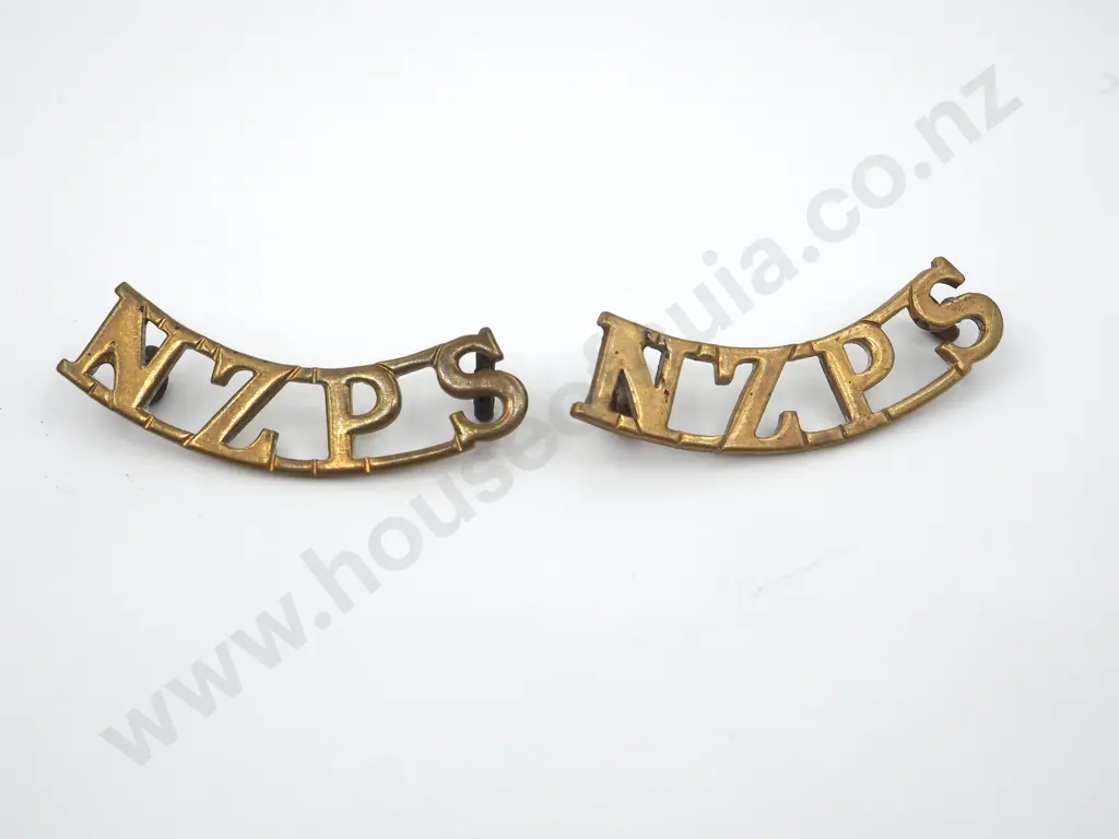 Pair of WW1 New Zealand Permanent Staff Collar Badges Image 1++