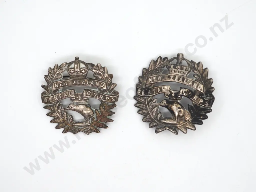 Pair of Sterling Silver NZ Dentist Corps Collar Tabs A/F Image 1++