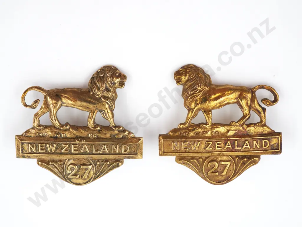 Pair of 27th Reinforcements Collar Badges Image 1++