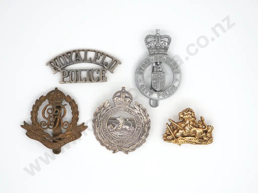 Five Police Related Badges: Fiji, South Africa, United Kingdom Image 1++