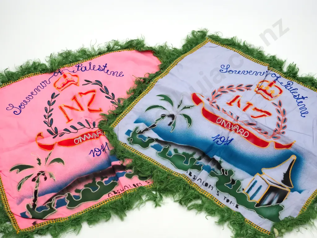 Pair of 1941 Palestine Veteran Souvenir Anti - Macassar Image 1++