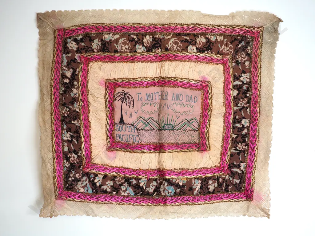 Highly Decorative WW2 South Pacific Veteran Souvenir Pillow Case  Image 1++